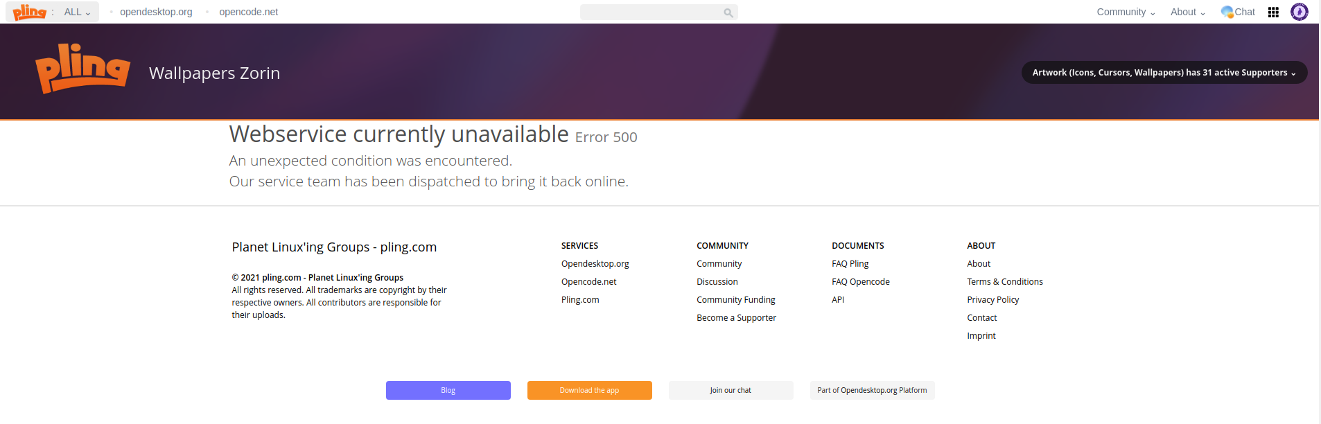 Webservice currently unavailable